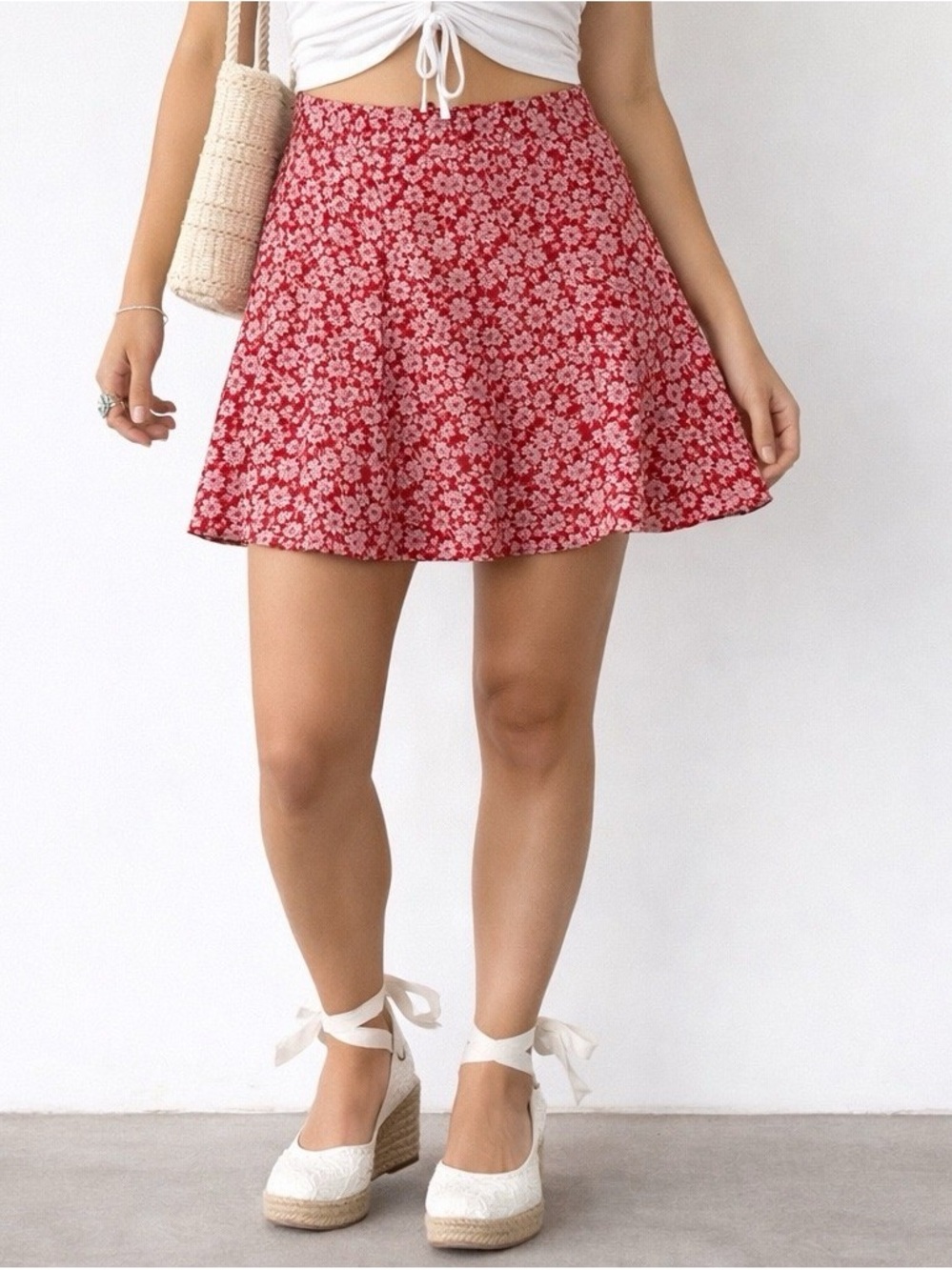 AE Floral Red Skirt